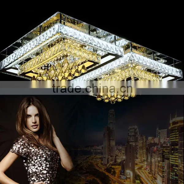 Modern Crystal Ceiling Lights K9 Crystal Steel Body Square Modern Crystal Chandelier photo-3
