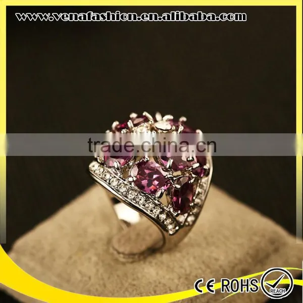 Purple Crystal Ring Diamond Napkin Ring, Crystal Stone Rings