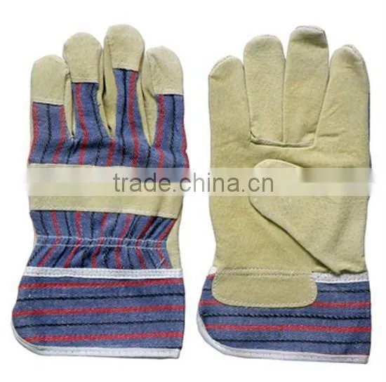 Cowhide Split Leather Working Glove With Pasted Cuff/Reinforced Palm Leather Welding Glove