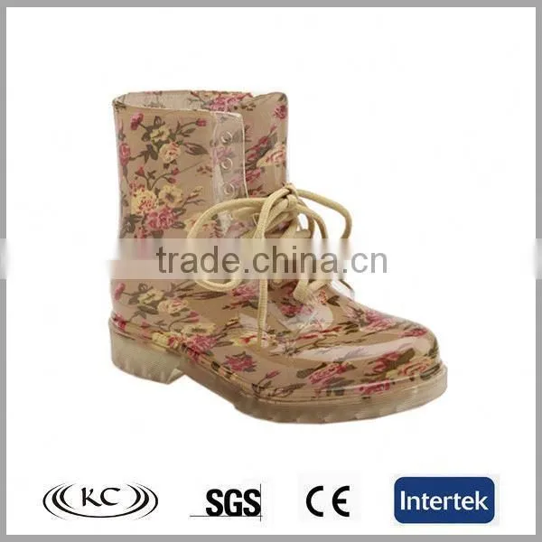 Low Price Khaki Flower Fashion Women Ankle Boots