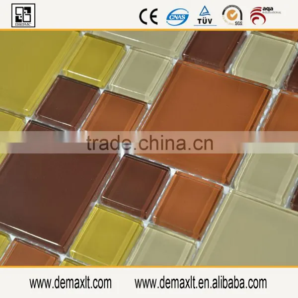 Thickness 4mm Never Fade Yellow and Brown Mixed Maze Glass Mosaic for Swimming Pool Tile photo-2