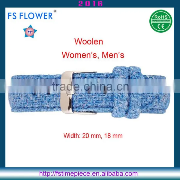 FS FLOWER - England Style Woolen Orange Color Watch Strap Leather Back Stitching 18mm, 20mm photo-5