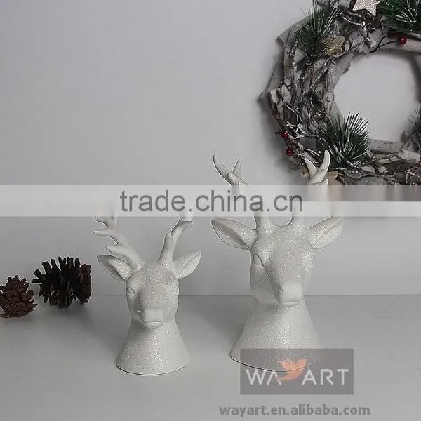 Matt White Ceramic Deer Head Christmas Reindeer Antlers photo-2