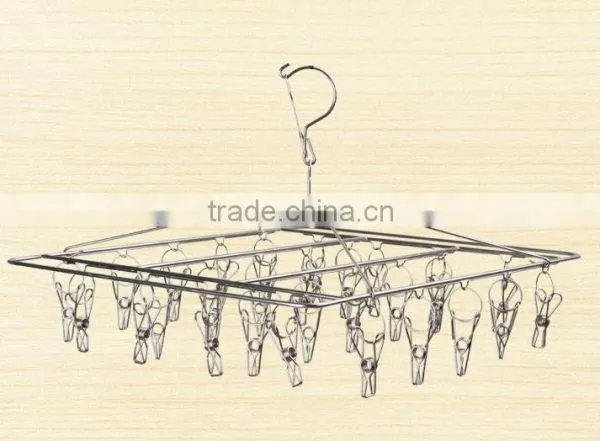 Clip and Drip Hanger Clothes Drying Hanger Rack With 20 Clips and Folding Plastic Stainless Steel Clothes Hanger photo-3