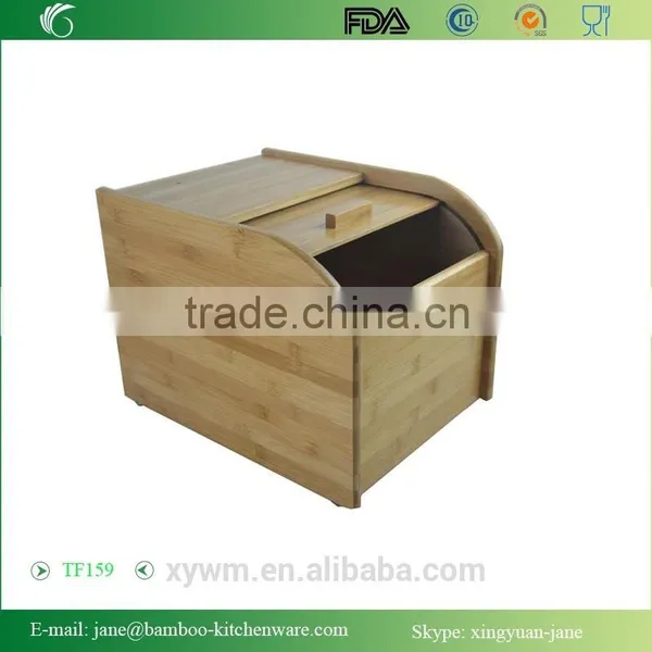Elegant Square Style Natural Bamboo Bread Box photo-5