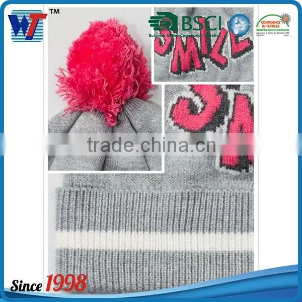 100 Acrylic Thick Knit Beanie Cap and Golves Set Smile Beanie Hat photo-5