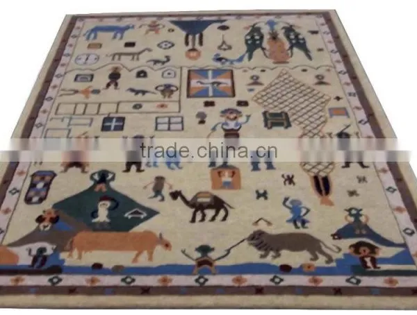 Tribal Design Hand Tufted Cut Pile Wool Rugs, Latex Backed With Cloth photo-4