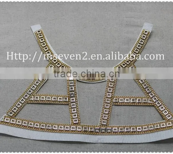 Elegant Gold Chain Felt Fabric Collar, New Design Collar Necklace for Women Garment photo-5