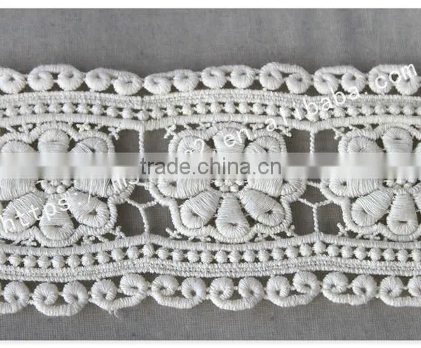 Newest Design 8cm Width Flowers Embroidery Cotton Lace Trim Wholesale photo-3