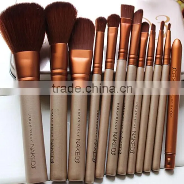 Professional Naked 3 Brush Wooden Handle Cosmetic Brush Set photo-6