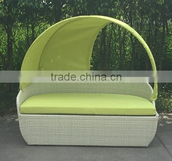New Style Outdoor Rattan Sun Bed With Canopy photo-5