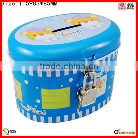 High Quality With Lock Round Saving Tin Box photo-5