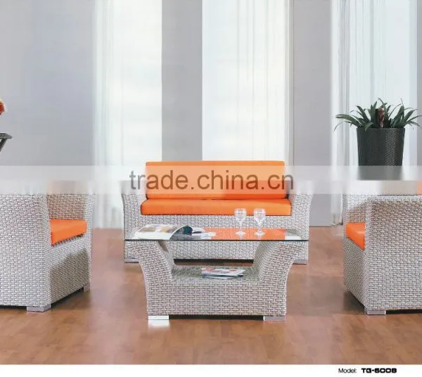 TG-6008 Aluminum Rattan Living Room Sofa Set Modern Rattan Indoor Furniture photo-2