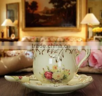 New Porcelain Ivory Color Rose Tea Cup and Saucer Set for Tea Coffee photo-3