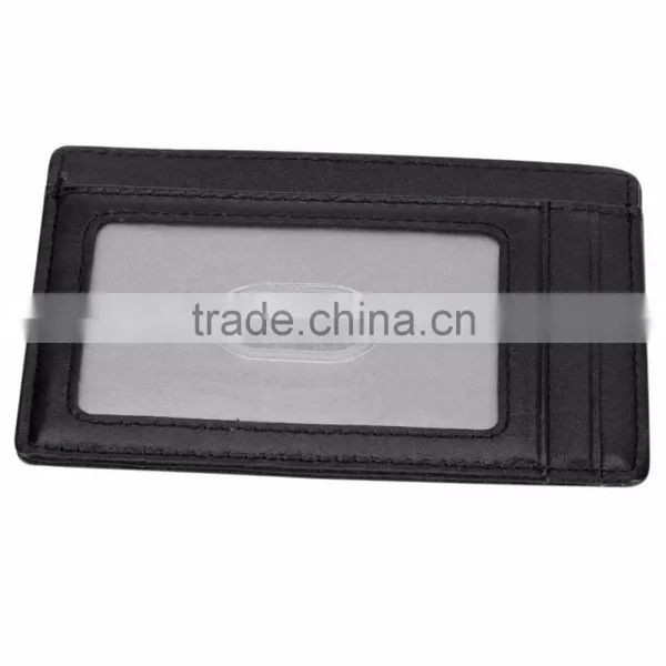 Slim Leather Wallet Credit Card Case Sleeve Card Holder With ID Window photo-3