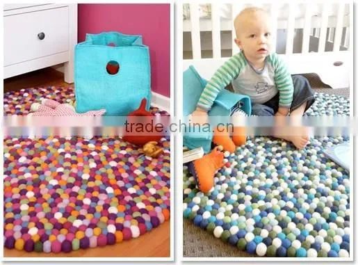 2017 Hot New Products Wholesale China Supplier Eco-friendly Baby Floor Mat Nepal Wool Felt Ball Rug Made in China photo-3