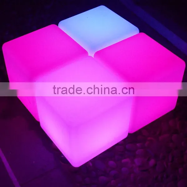 Cordless Rechargeable Battery Operated PE Plastic 16 Color Change Light Up LED Cube Chair photo-2