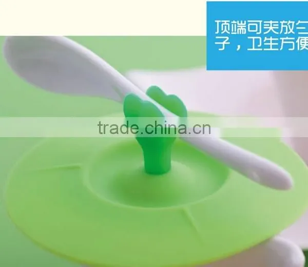 Fda Universal Silicone Drink Cup Lids Tea Cup Cover Lids With Scoop photo-3