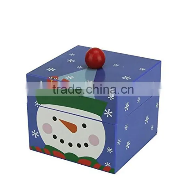 Plastic Christams Gift Music Box , Decoration Box With Snow Mand and Christmas Tree Inside photo-5