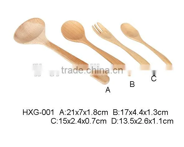 Kitchen Cooking Utensils Wood Spoon and Spatula, 4 Set of Bamboo Kitchen Tools