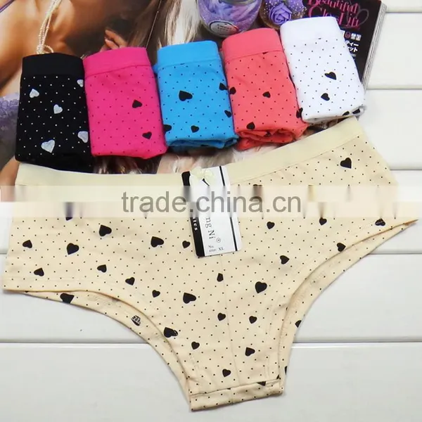 Fancy Heart Printing Sexy Lingerie Soft Cotton Ladies Brief Mature Women Panty photo-2