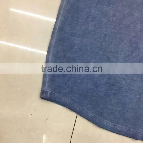 Women Blank Long Washed T-shirt Stock Garment photo-2