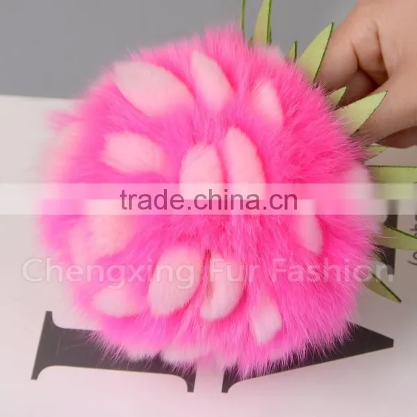 CX-R-47 New Design Promotional Fur Ball Car Keychain Fox Fur Pompons photo-2