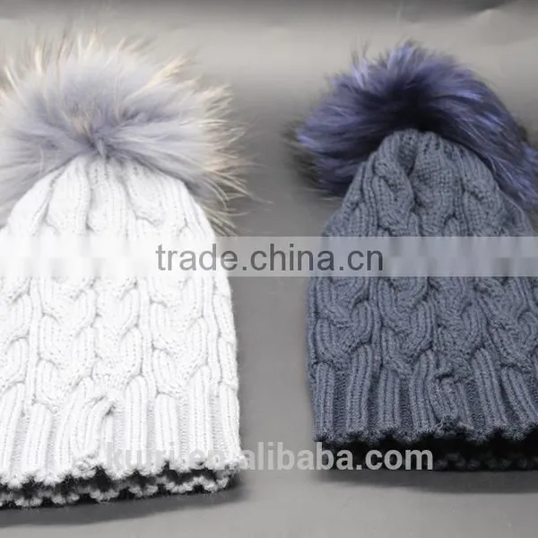 Children Fur Pompom Hat Baby Boys Girls Winter Beanie Hats Wool Knitted Caps For Kids 2016 Hot Sale photo-3