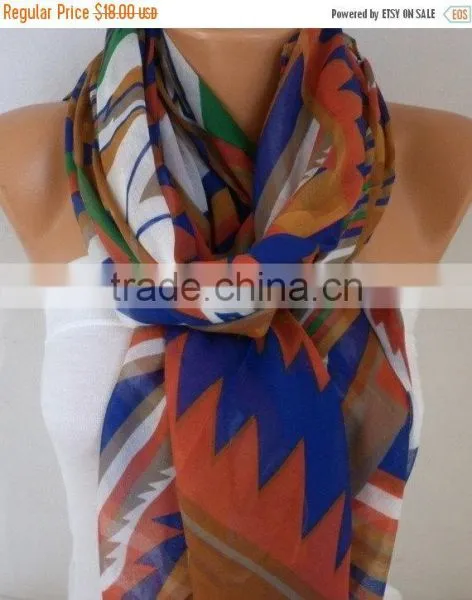 Southwestern Scarf Bohemian Scarf Aztec Scarf Tribal Scarf Shawl Multicolor Cotton Scarf Gift Ideas For Her Women Fashion Access photo-4