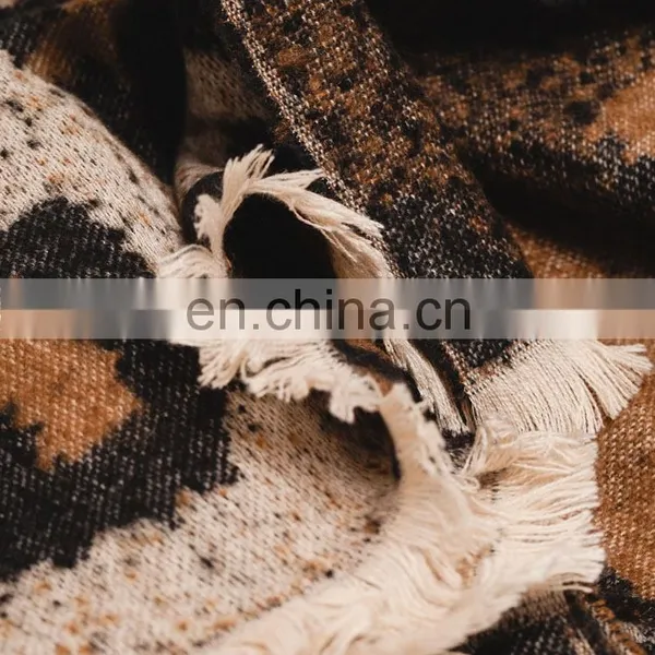 Autumn And Winter Leopard Prints Animal Stripes Printing Thickening Double Scarf photo-3