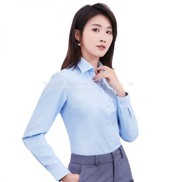 Women's Shirt Spring and Summer 100S Double-stranded Cotton Liquid Ammonia Non-iron Professional Wear Tooling Long-sleeved Shirt Customization photo-3