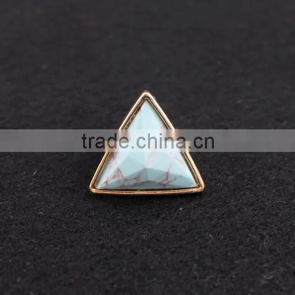Fashion Triangle Turquoise Gemstone Inlay Gold Ring for Girls photo-2