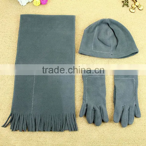 2016 Fashion Two-pieces Poral Fleece Hat & Scarf & Glove Sets photo-2