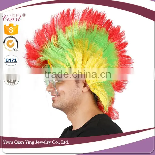 Cheap Wholesale Crazy Multi Color Sports Fans Cock Wig photo-2