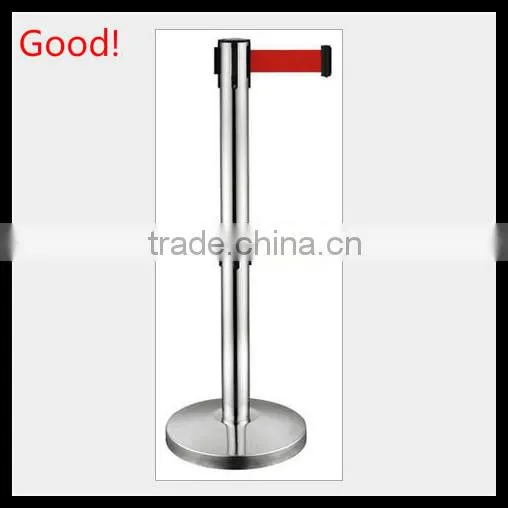 Silver Stainless Steels Double Belt Barriers- 2 Webbings Barriers- Metal Poles photo-2