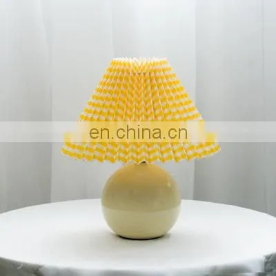Art Decor Dining Desk Light Fabric European Hotel Living Room Bedside Table Lamps photo-4