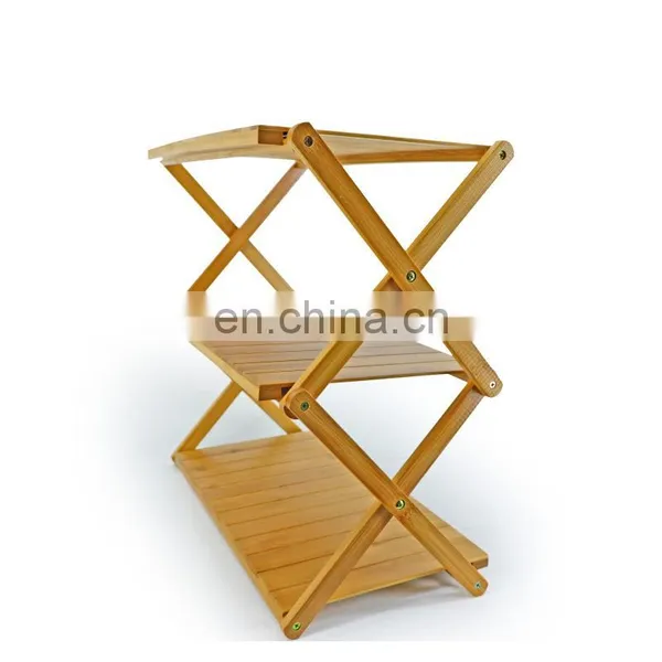 Bamboo Storage Shelf High Quality Collapsible Outdoor 3-layer Bamboo Bag Food Storage Holder & Racks photo-5