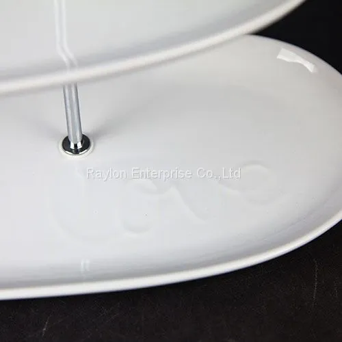 Plain White Heart-shaped Ceramic Plates 3-tiers Set photo-4