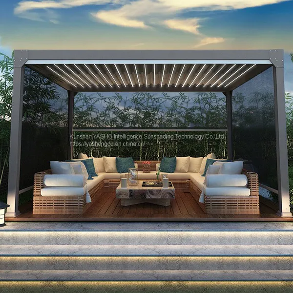 Yashengou Customized Rainproof Garden Buildings Vented Louvered Gazebo Electric Operated Pergola for Sun Coverage photo-3