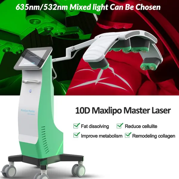 Top Sales 532nm Green Light 635 Red Light Therapy Laser Machine10d Maxlipo Master System Lipolaser for Body Shape Slimming photo-2