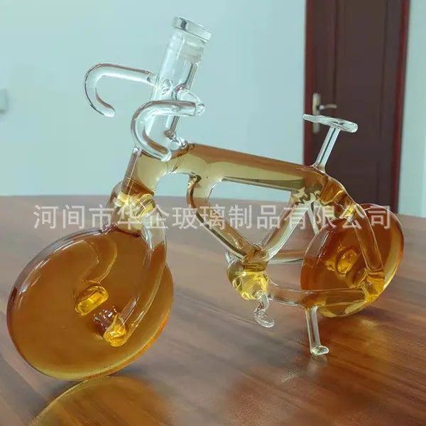 High Borosilicate Glass Wine Decanter Bicycle Glass Bottle