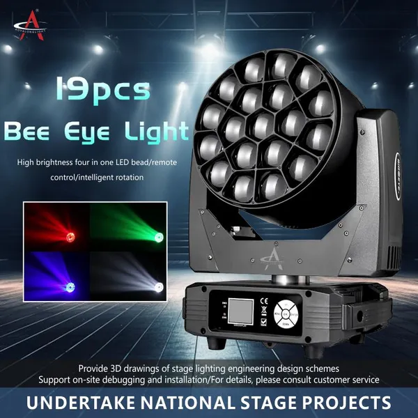 FY-1915 19x15W 4in1 Osram Light Stage Moving Head Light Wash Zoom Beam Light Bee Eye With DMX Control for Stage Night Club Bar Party Dj Ktv photo-5