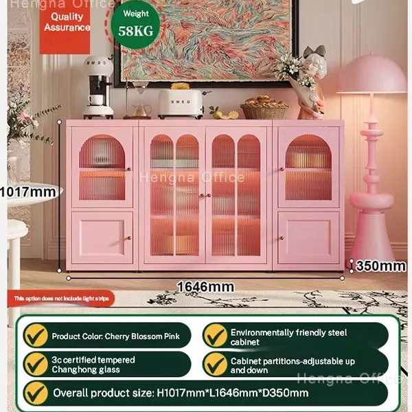 Multi-Functional Steel Storage Cabinet With Adjustable Shelves | Easy-to-Clean | Ideal for Organizing Coffee Beans and Decor photo-5