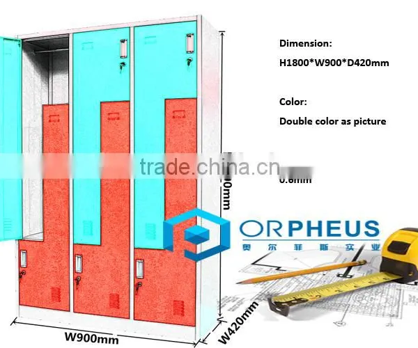 Durable Body L Shape Double Color Metal Workplace Lockers photo-5