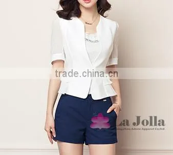 2016Fsshion short sleeve suit jackets design ladies office suit LBS-008
