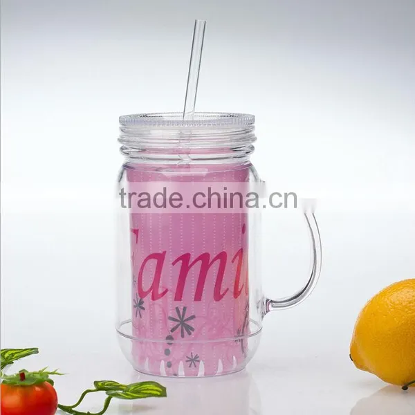 Bpa Free Tritan+PE+AS Material Custom Water Bottle Sport Tritan Plastic Water Bottle 500ml With Straw Factory Directly