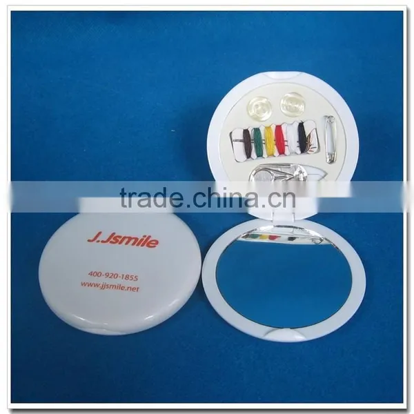 Plastic Round Househeld Sewing Tool Box With Mirror