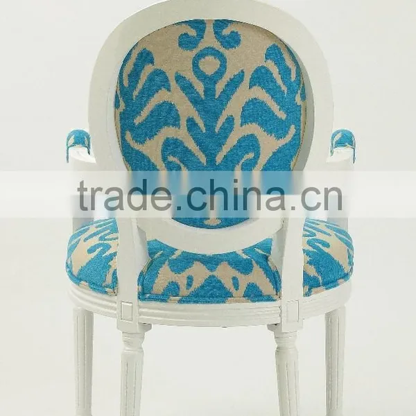French /European Style Louis XV Bule Flower Chenille Fabric Wooden Dining Arm Chair/Living Leisure Chair(CH-904) photo-3