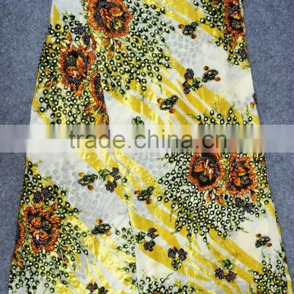 Guangdong Supplier High End Multicolor African Styles Velvet Lace Fabrics With Jewellery photo-5