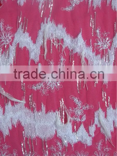 Flowing Beaded Embroidery Lace Bridal Fabric
